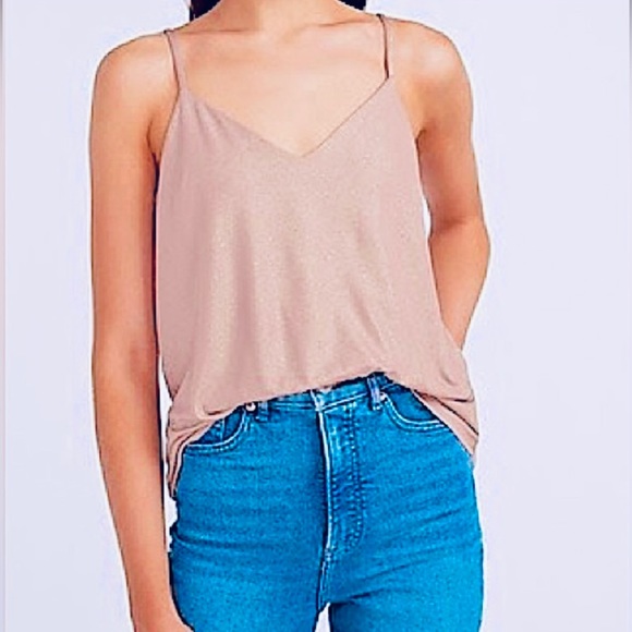 Express Metallic V-Neck Downtown Cami in the color “Ginger” Women’s Size X-Small - Picture 3 of 11